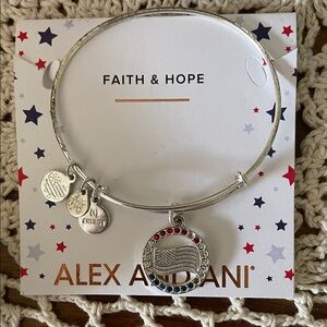 Alex and Ani Silver Bangle with Flag Charm